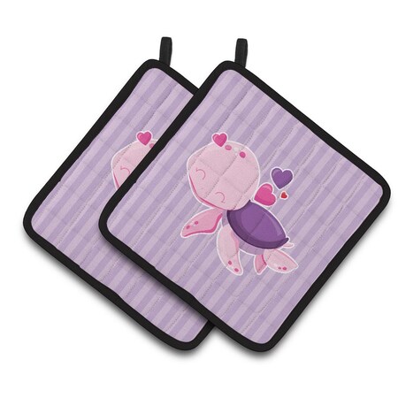 Carolines Treasures Pink & Purple Turtle Pair of Pot Holders BB7133PTHD